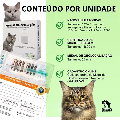 Nanochip Gatobras (1,25x7) E Medal Geocalização - 01 Peça