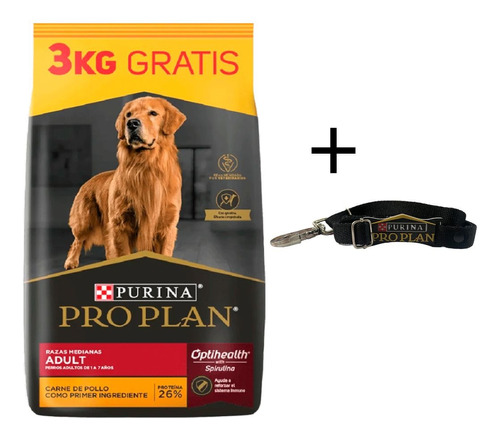 Proplan Dog Adulto Complete/ Medium X 18 Kg + Correa Proplan
