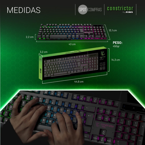 Imagen 7 de 10 de Teclado Gamer Constrictor Melanogaster Antighosting