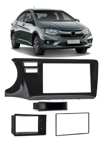 Moldura Painel 2 Din Honda City 2015 À 2019 Black Piano