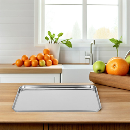 Bandeja Rectangular De Acero Inoxidable De 1 Pieza, Práctica