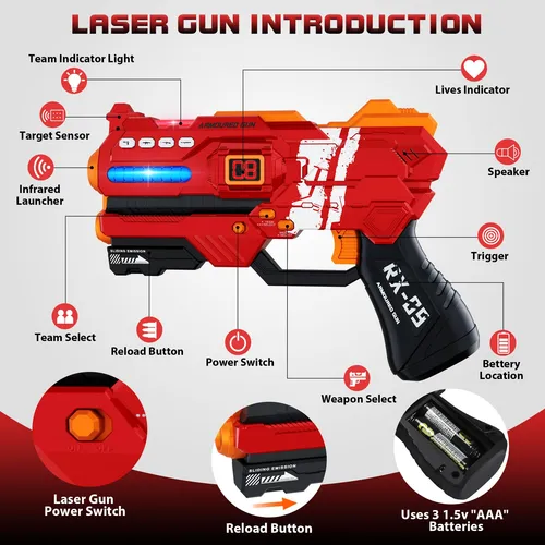 Pistolas Láser Ivoxex Led Digital, Juego De 4 Para Niños 8-1