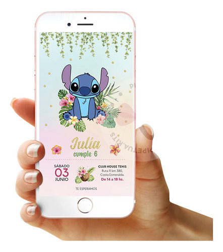 Invitacion Digital O Imprimible Stitch Whatsapp O Imprimir