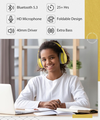 Rockpapa E9 Auriculares Bluetooth Over Ear Para Niños Niño N