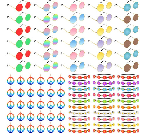 El Juego De Accesorios De Disfraces Hippies De 90 Piezas De 