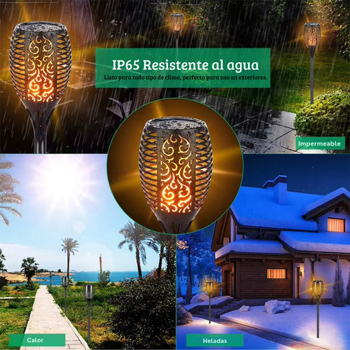 Lampara Estaca Jardin Solar Focos Luz Exterior Antorcha Led