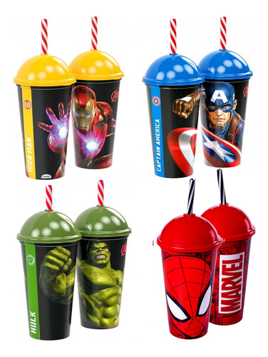 Coleção De Copo Vingadores Homem De Ferro Thor Hulk 500ml