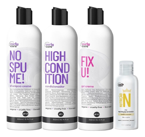 Kit Curly Care No Spume, Gel Fix U E Óleo Nutrição Intensa