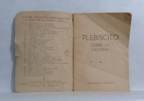 Imagen 2 de 6 de Plebiscito Sobre La Castidad Recopilado Por Blas Barisani