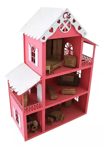 Casinha De Boneca Barbie Mdf Casa 1,30cm De Altura Novidade