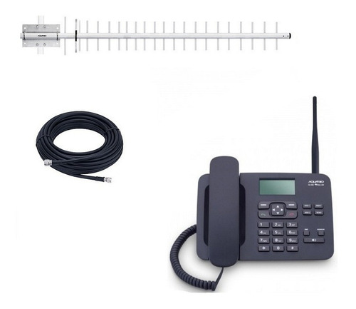 Kit Telefone Celular Rural 2 Chip Com Antena 800mhz 20dbi