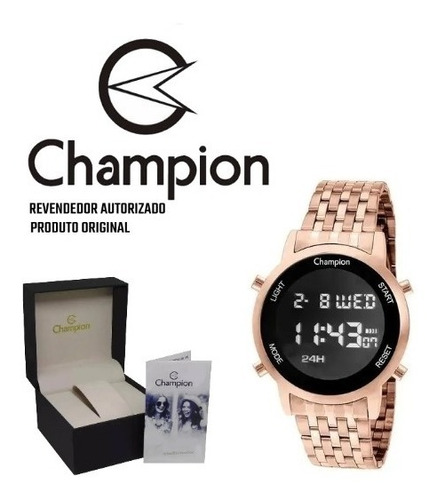 Relógio Feminino Digital Rose Champion Original Ch48091z