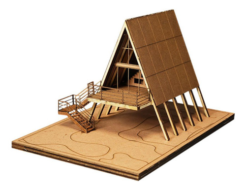 Kit De Modelo De Madera Casa 3d Puzzle De Madera Con Tierra