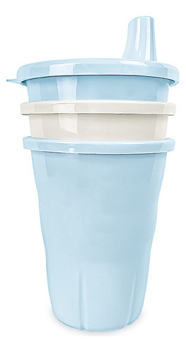 Copo Copinho Plástico Com Bico Infantil Adoleta Bebe Kit 3 Cor Azul