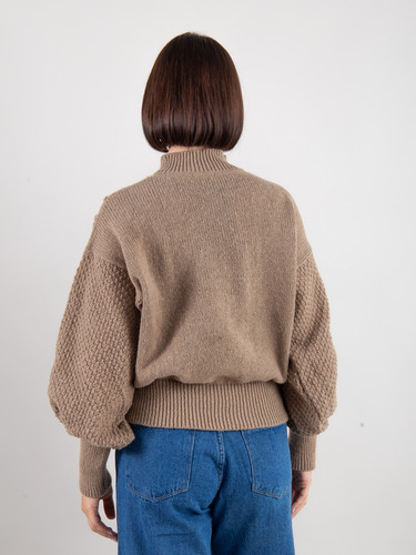 Sweater Mangas Globo Bordado De Flores Klein