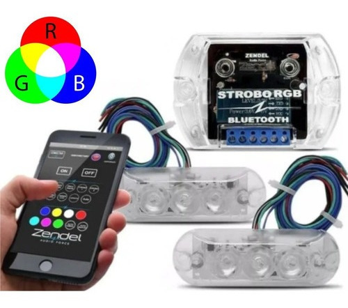 Kit Voltimetro Strobo Zendel Rgb 7 Cores Efeitos Bluetooth 