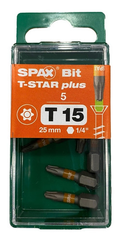 5 Piezas Punta Para Tornillos Spax T15 X 25mm T-star Plus