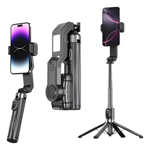 Estabilizador Gimbal Celular Bluetooth Dobrável 3 Eixos Luz Suporte Câmera Imagem Vídeo Portátil Profissional Tripés Para Câmeras