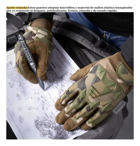 Guante Tactico Dedo Completo - Caza - Airsoft - Moto Verde Xl