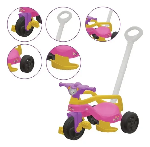Triciclo Motoquinha Tico-Tico Velotrol com Empurrador