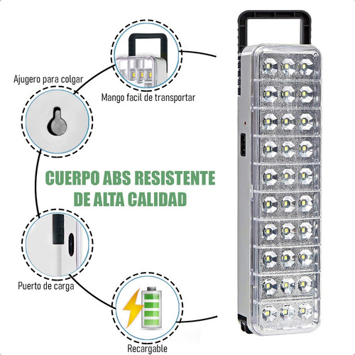 Luces De Emergencia Led Foco Led Emergencia Recargable 30led