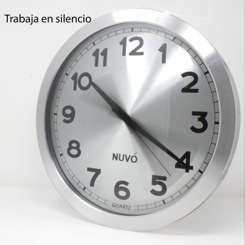 Imagen 4 de 6 de Reloj De Pared Moderno Analogo Plateado Gigante 40 Cm