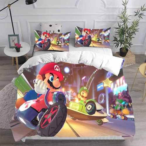 Ropa De Cama Juegos De Mario Luigi Motors, Funda De Edredón