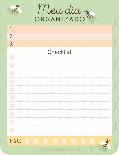 Bloco Meu Dia Organizado Checklist 80 Folhas Abelhinha Bd93