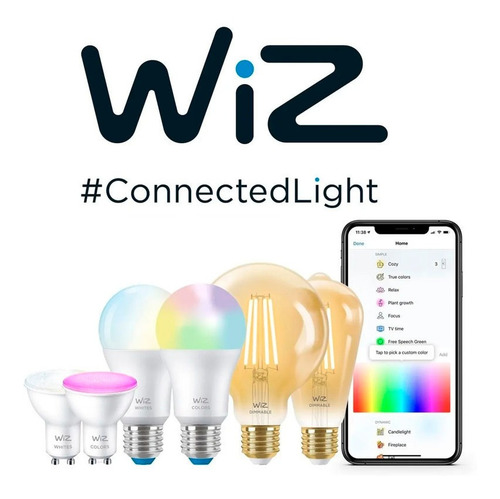 Imagen 2 de 11 de Lampara Led Wiz Wifi Filamento Edison E27 6.9w