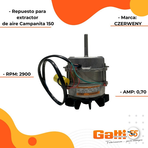 Imagen 5 de 9 de Motor Para Extractor De Cocina Modelo Campanita 150 - Gatti