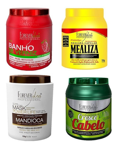 Kit Banho Morango, Mealiza, Mandioca E Cresce Cabelo 1kg