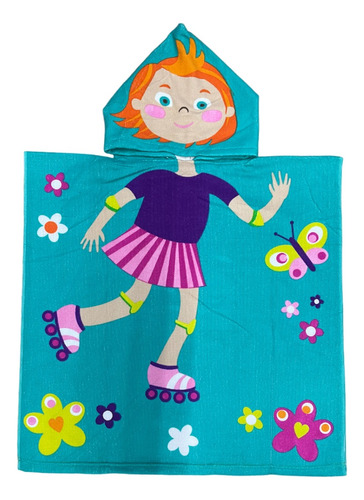 Toallon Poncho Con Capucha Infantil Playero Secado Rapido