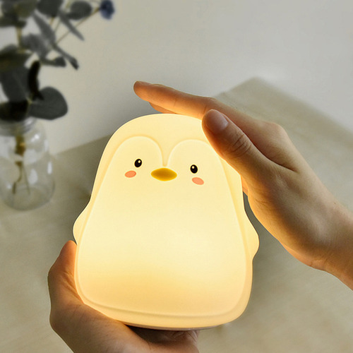Luz Nocturna Led De Silicona Colorida Con Forma De Pingüino