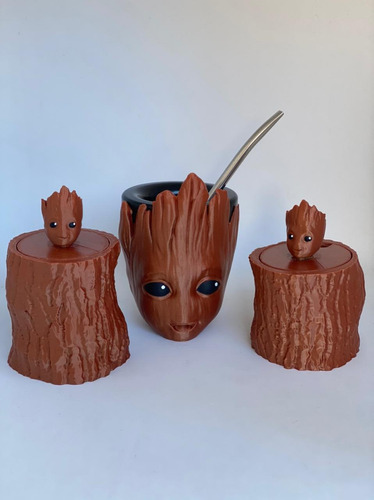 Set Matero Groot Impreso En 3d Set Mate Groot Yerbera Azucar