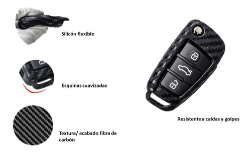 Funda Llavero Audi Tipo Navaja Fibra Carbón Llave Silicón