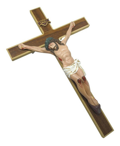 Crucifixo De Parede Madeira Acabamento De Luxo 35cm Cor Artesanal