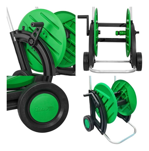 Suporte Enrolador De Mangueira Jardim Com Roda Até 50m Trapp