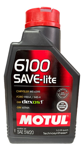 Aceite Motor Sintético Motul 6100 Save Lite 5w20 1lt