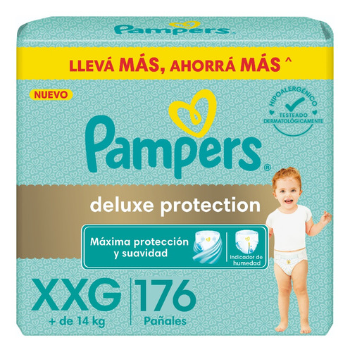 Combo Pañales Pampers Deluxe Protection Talle Xxg X 176 Un