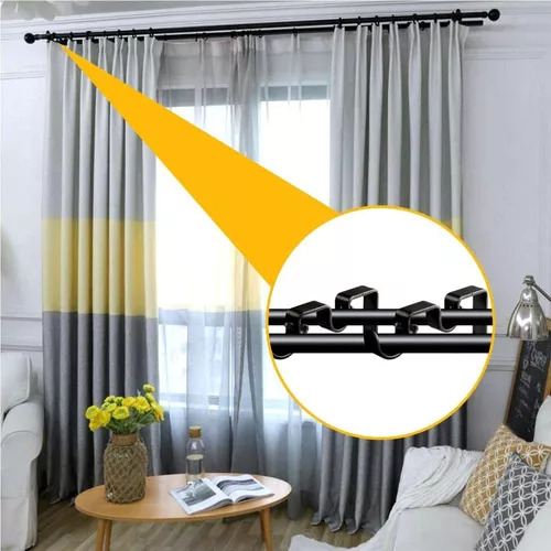 Soporte Cortinero Doble Tubo Para Pared,soporte Cortinas 6pz Color Negro