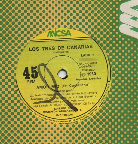 Los Tres De Canarias Amor Mio Vinilo Simple Kktus