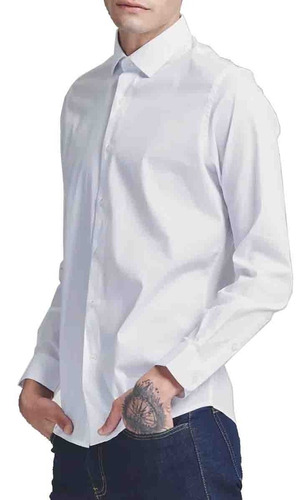 Camisa Vestir Algodon Hombre Equus Denver Manga L Blanco