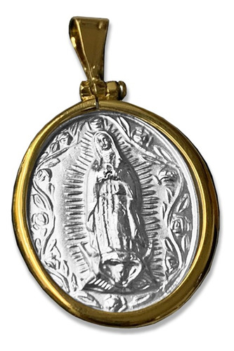 Medalla Doble Vista Virgen Guadalupe Plata .925 Mediana