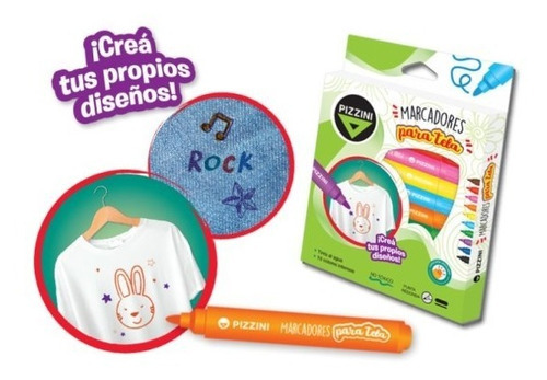 Imagen 2 de 2 de Marcadores Para Tela Pizzini Maxi Pack 10 Colores Surtidos