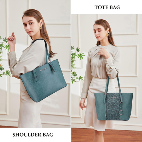 Bolso Grande Y De Mano, Montana West, Color Turquesa X2 Pzs