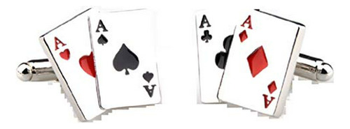 Gemelos Aces De Póker En Caja Regalo Con Paño De Pulido