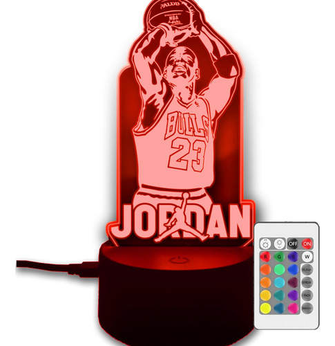 Lampara Led 3d Silueta Michael Jordan Nba / 7 Colores