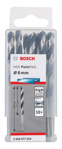 Broca Bosch Pointeq 6.0 X 10 Unidades
