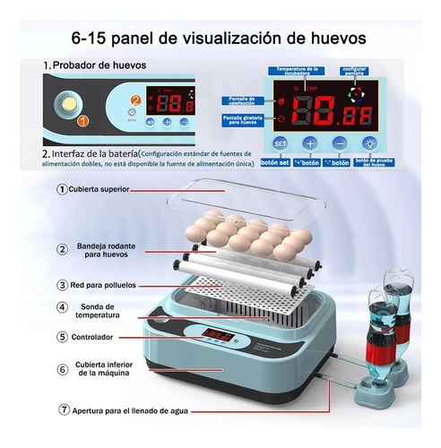 Incubadora Automática De Aves Corral 360 ° Espacio Ajustable
