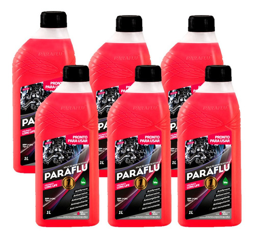 Imagem 1 de 4 de Kit Aditivo Paraflu Com 6 Litros Radiador Rosa Pronto P/ Uso